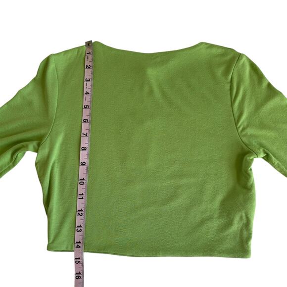 Naked Wardrobe Kiwi Green Knit Crop Top Women’s Size Large NWT - Picture 4 of 7